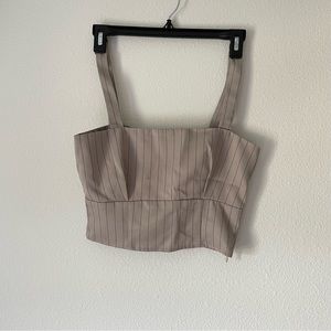 Misguided Beige Cropped Top Stripped size 0 Petite